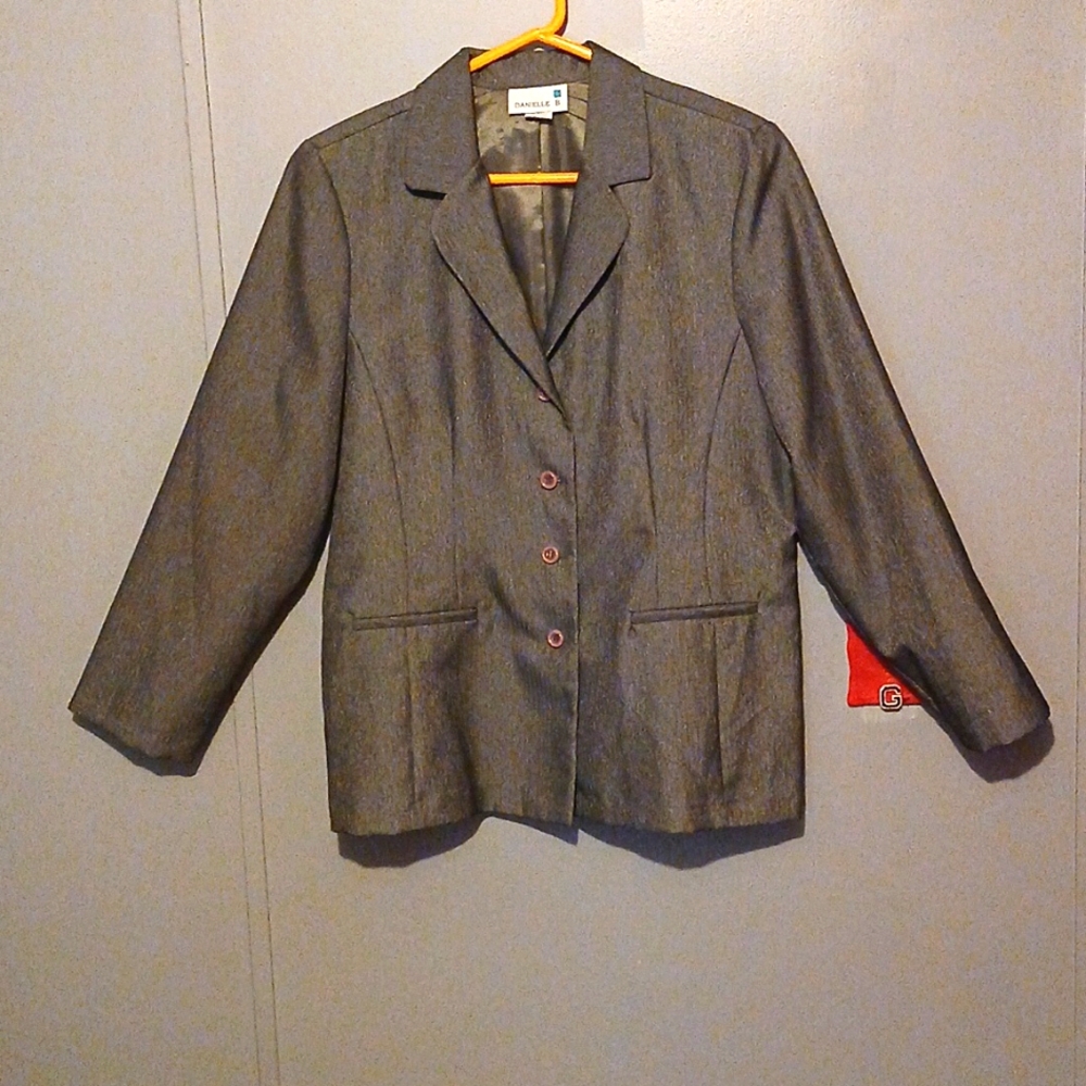 Danielle B Lady's Grey Blazer Button Up Front and Lined